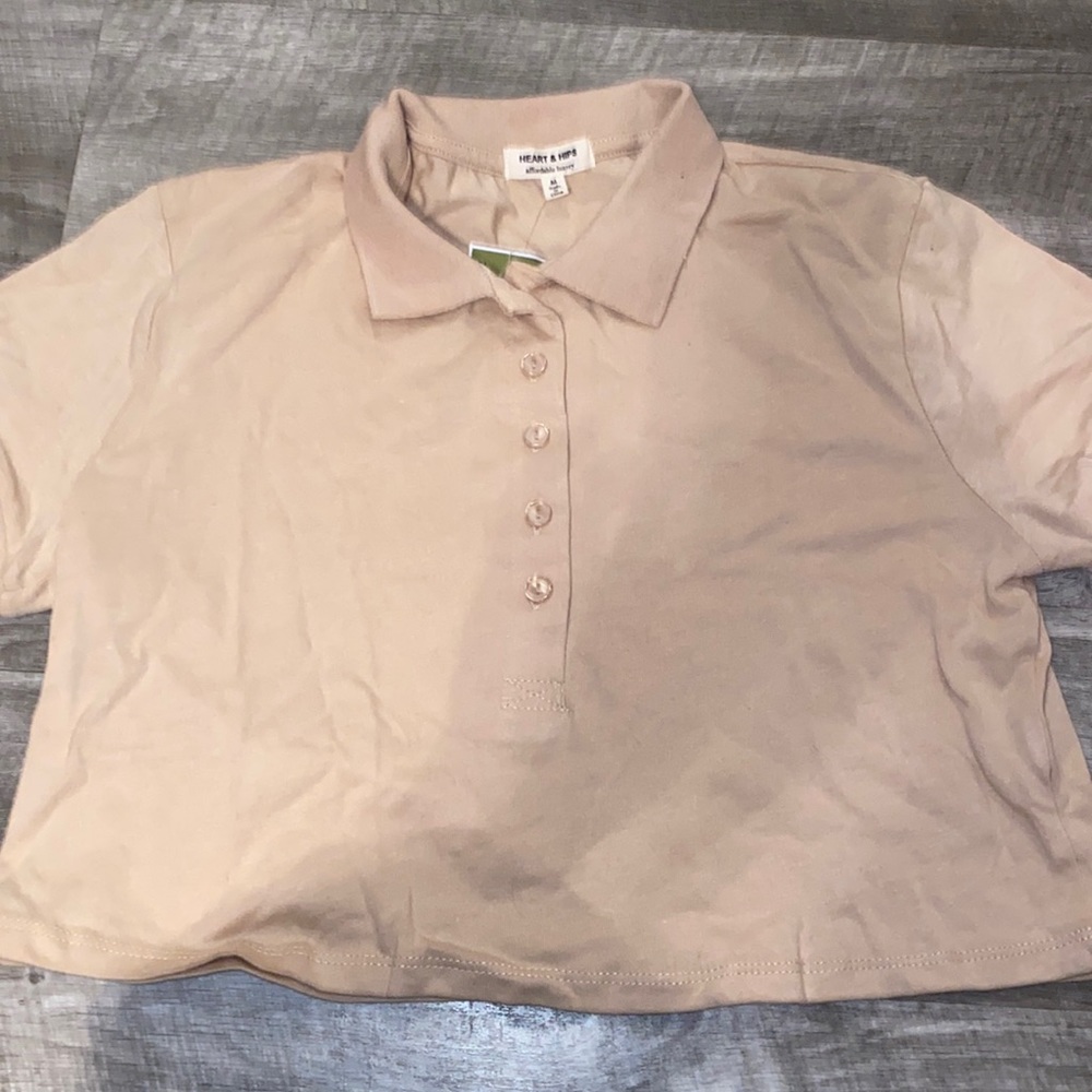 Vintage Tan Collared Cropped tee